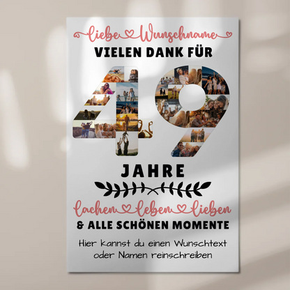 Personalisiertes Fotoboard Magnet Poster 49 Geburtstag Für Bruder Schwester Mama & Papa