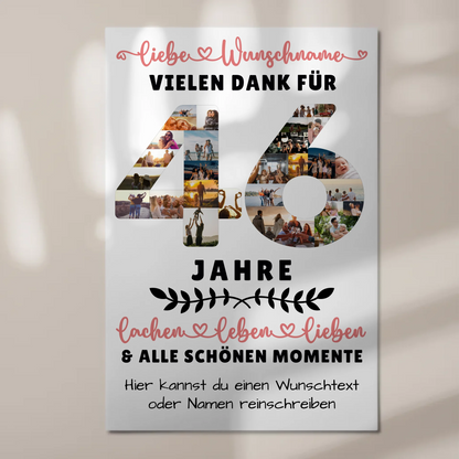 Personalisiertes Fotoboard Magnet Wandbild 46 Geburtstag Für Papa Mama Schwester & Bruder