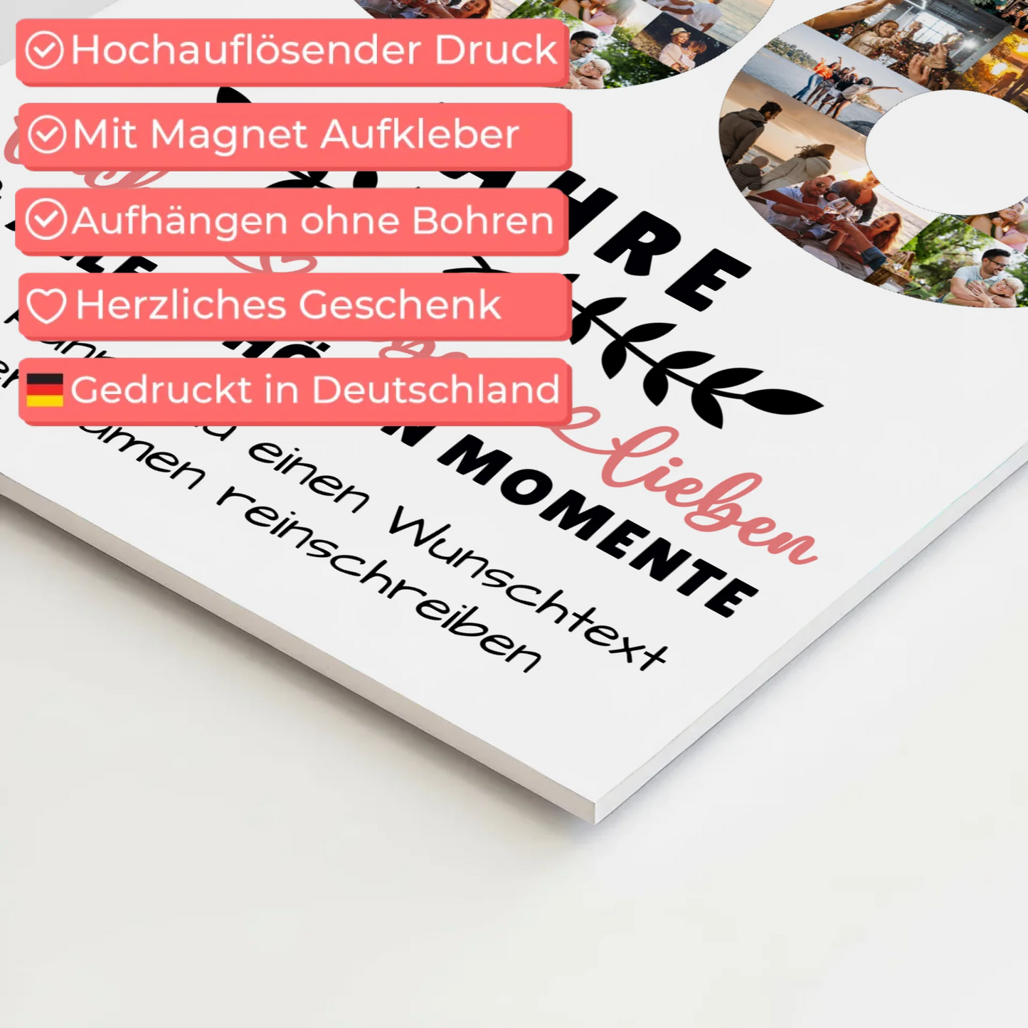 Personalisiertes Fotoboard Magnetisch 66 Geburtstag Für Mama Papa Schwester & Bruder