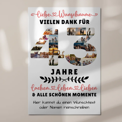 Personalisiertes Fotoboard Magnet Poster 43 Geburtstag Für Schwester Bruder Mama & Papa