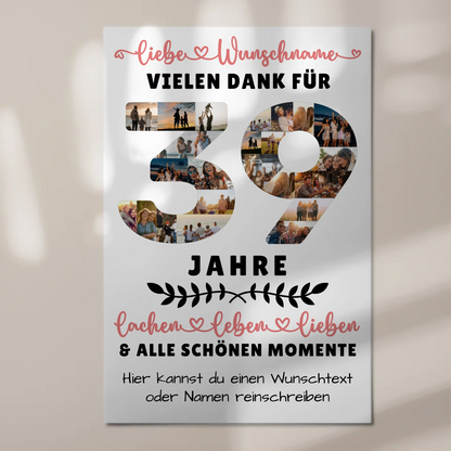 Personalisiertes Fotoboard Magnet Wandbild 39 Geburtstag Für Papa Mama Schwester & Bruder