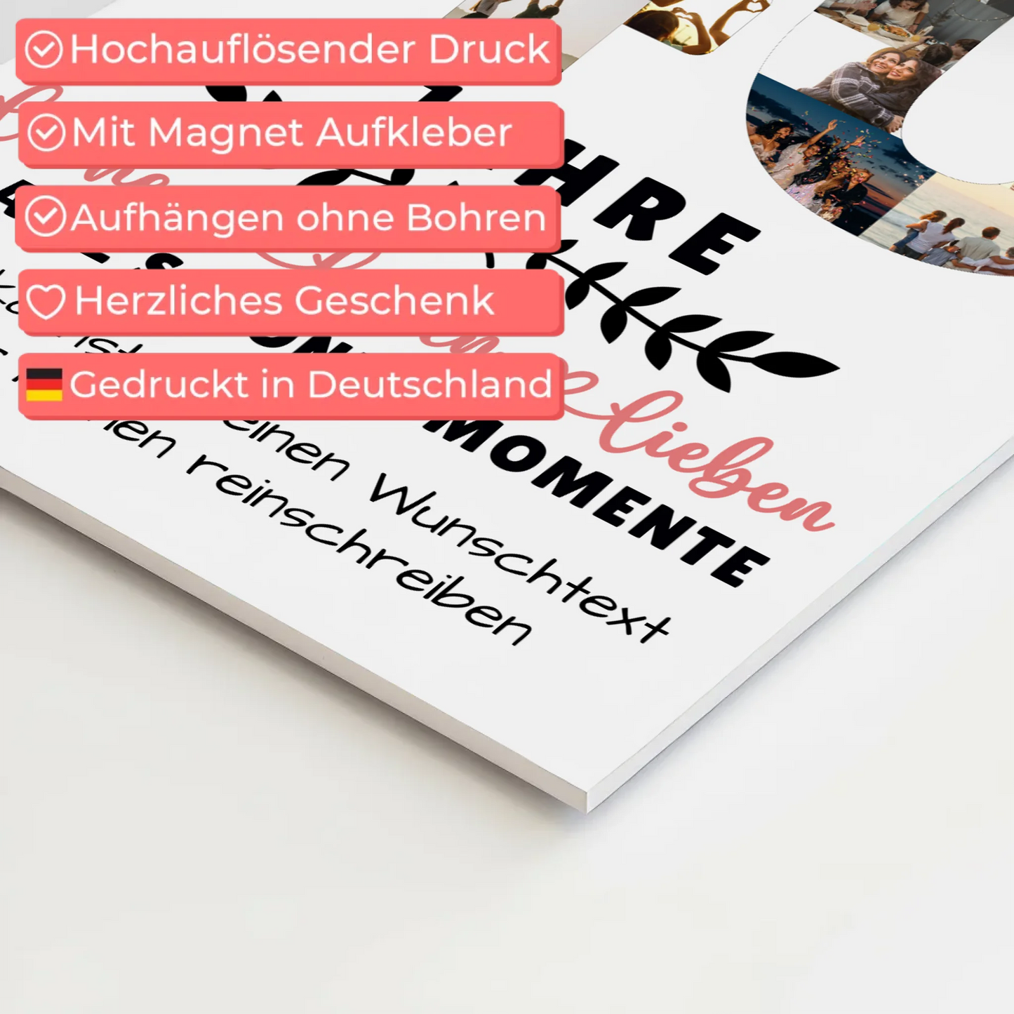 Personalisiertes Fotoboard Magnet Wandbild 40 Geburtstag Für Papa Mama Bruder & Schwester