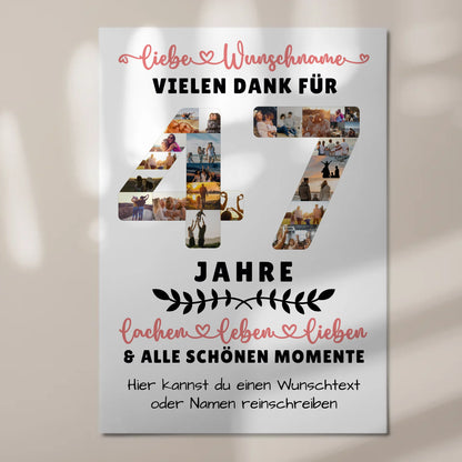 Personalisiertes Fotoboard 47 Geburtstag Für Papa Mama Bruder & Schwester