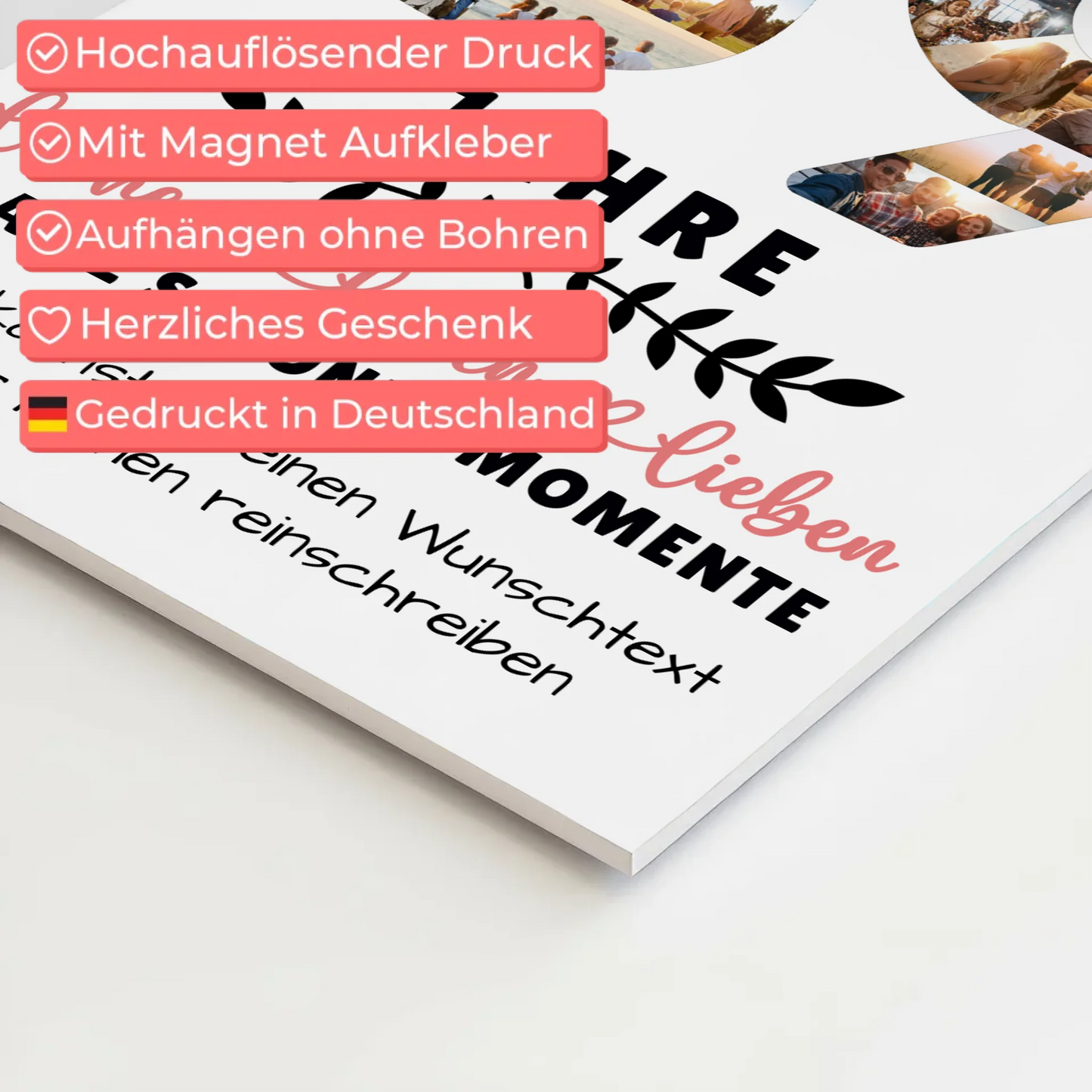 Personalisiertes Fotoboard Magnet Wandbild 39 Geburtstag Für Papa Mama Schwester & Bruder