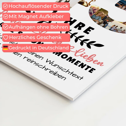 Personalisiertes Fotoboard Magnet Poster 43 Geburtstag Für Schwester Bruder Mama & Papa