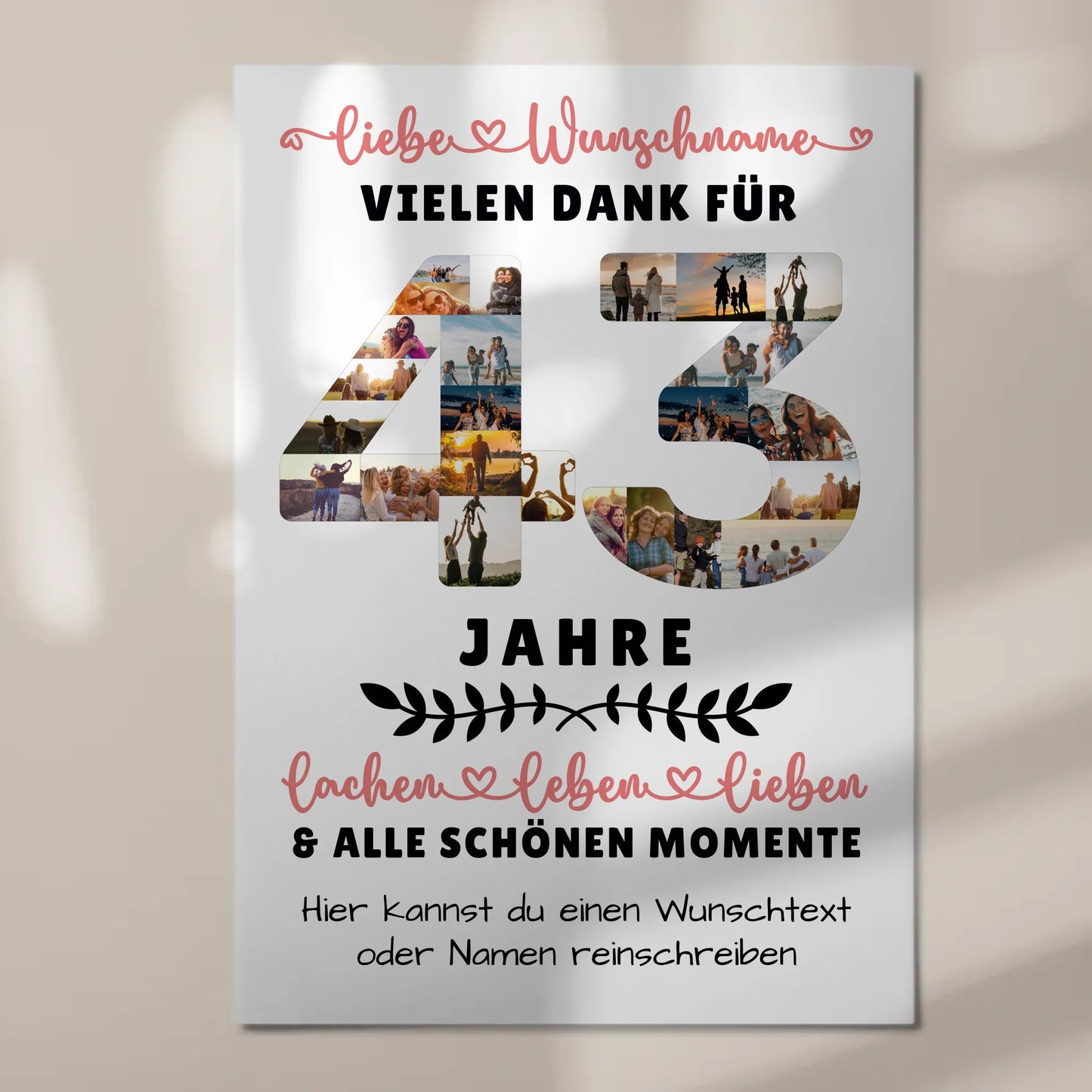 Personalisiertes Fotoboard Magnet Poster 43 Geburtstag Für Schwester Bruder Mama & Papa