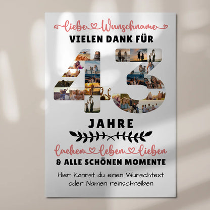 Personalisiertes Fotoboard Magnet Poster 43 Geburtstag Für Schwester Bruder Mama & Papa