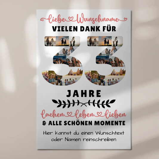 Personalisiertes Fotoboard Magnet Wandbild 33 Geburtstag Für Sohn Tochter Bruder Schwester Nichte & Neffe 1