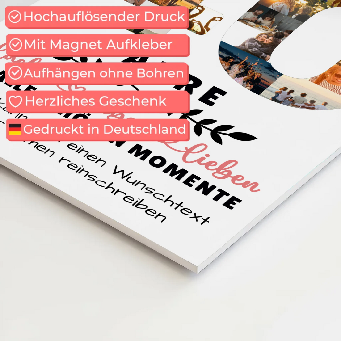 Personalisiertes Fotoboard Magnet Wandbild 40 Geburtstag Für Papa Mama Bruder & Schwester