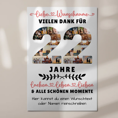 Personalisiertes Fotoboard Magnet Wandbild 22 Geburtstag Für Tochter Sohn Schwester Bruder Nichte & Neffe 1