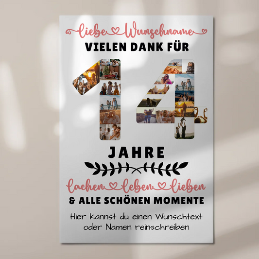 Personalisiertes Magnet Fotoboard 14 Geburtstag Für Sohn Tochter Schwester Bruder Nichte & Neffe 1
