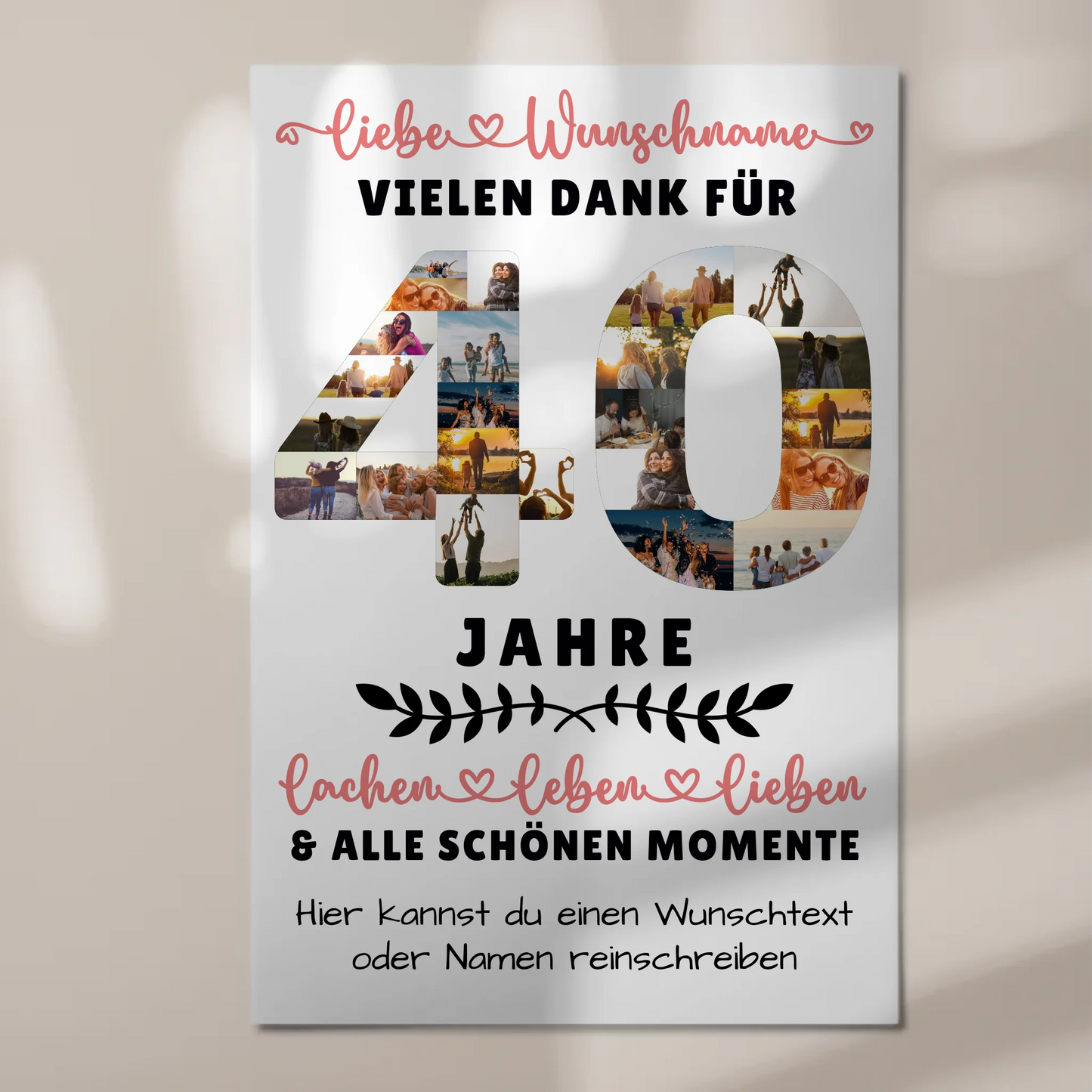 Personalisiertes Fotoboard Magnet Wandbild 40 Geburtstag Für Papa Mama Bruder & Schwester