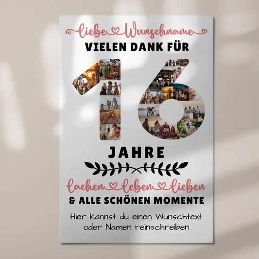 Personalisiertes Fotoboard Magnet Wandbild 16 Geburtstag Für Tochter Sohn Schwester Bruder Nichte & Neffe 1