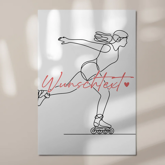 Lineart Fotoboard Magnet Wandbild Inline-Skaten Geschenk Tochter & Schwester 1