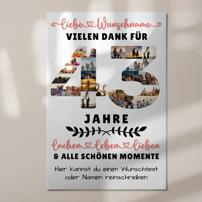 Personalisiertes Fotoboard Magnet Poster 43 Geburtstag Für Schwester Bruder Mama & Papa
