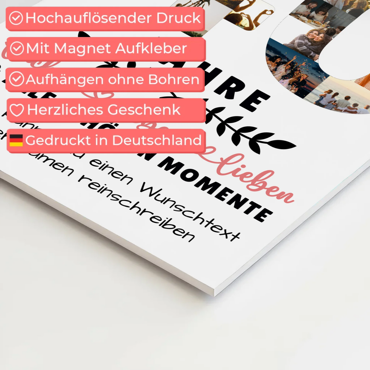 Personalisiertes Fotoboard Magnet Wandbild 40 Geburtstag Für Papa Mama Bruder & Schwester