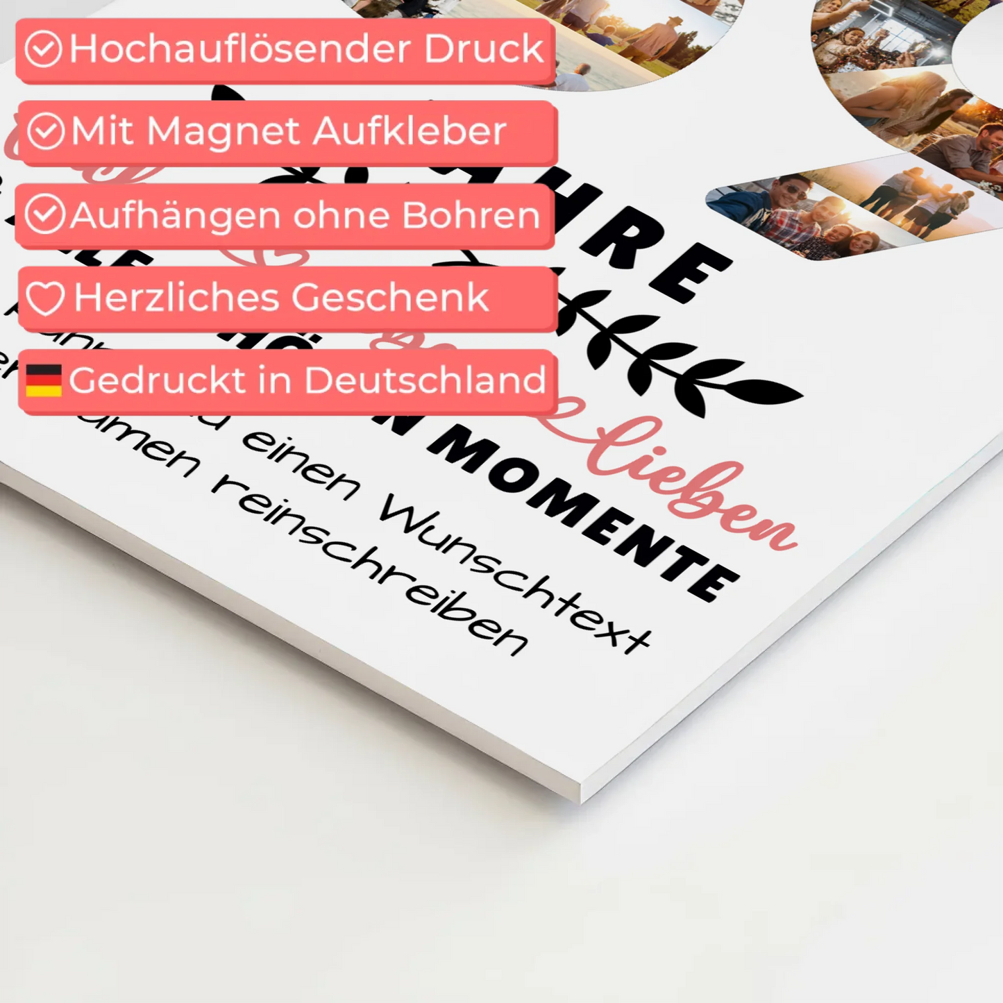 Personalisiertes Fotoboard Magnet Wandbild 39 Geburtstag Für Papa Mama Schwester & Bruder