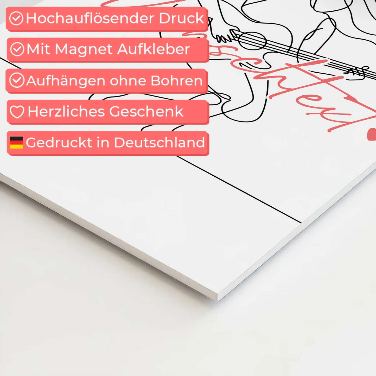 Lineart Fotoboard Magnetisch Personalisiert Gitarre Geschenk Tochter & Schwester 4