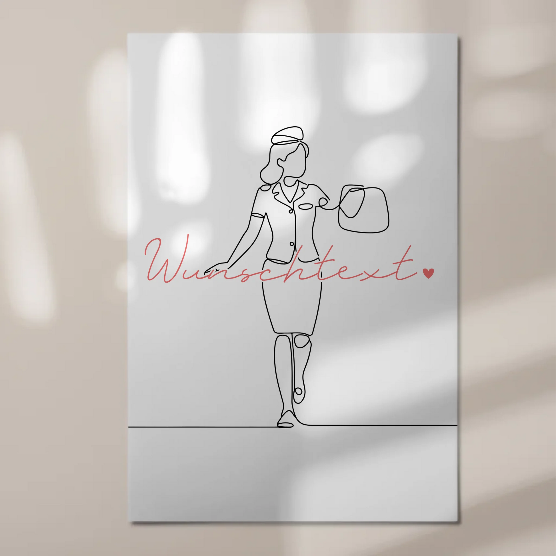 Lineart Fotoboard Magnet Wandbild Flugbegleiter Geschenk Tochter & Schwester 1