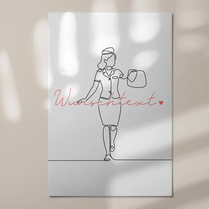 Lineart Fotoboard Magnet Wandbild Flugbegleiter Geschenk Tochter & Schwester 1