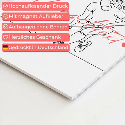 Lineart Fotoboard Magnet Wandbild Feldhockey Geschenk Tochter & Schwester 4