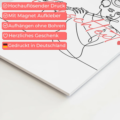 Lineart Fotoboard Magnetisch Personalisiert Flöte Geschenk Tochter & Schwester 4