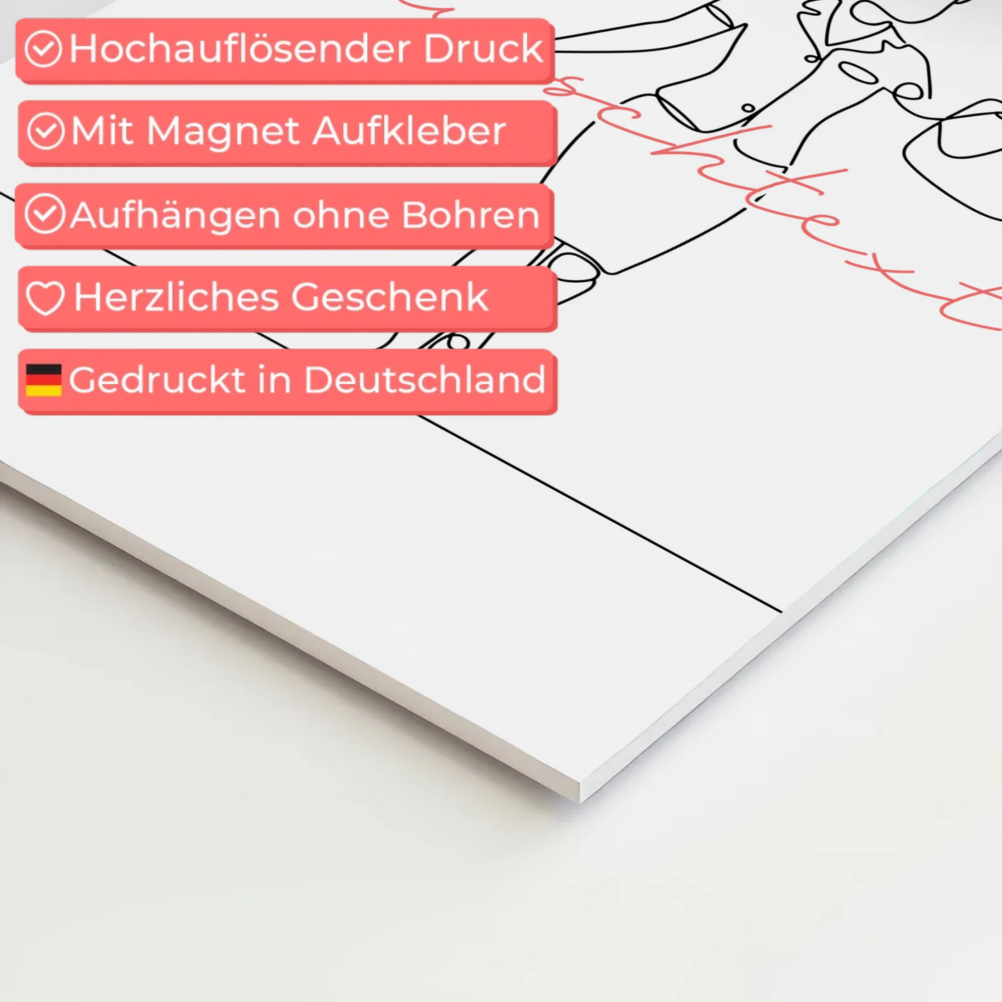 Lineart Fotoboard Magnet Wandbild Flugbegleiter Geschenk Tochter & Schwester 4