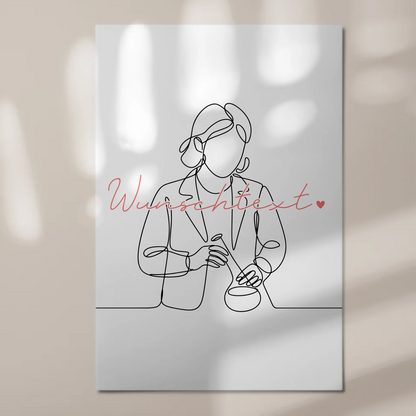 Lineart Fotoboard Magnet Wandbild Biologe Geschenk Tochter & Schwester 1