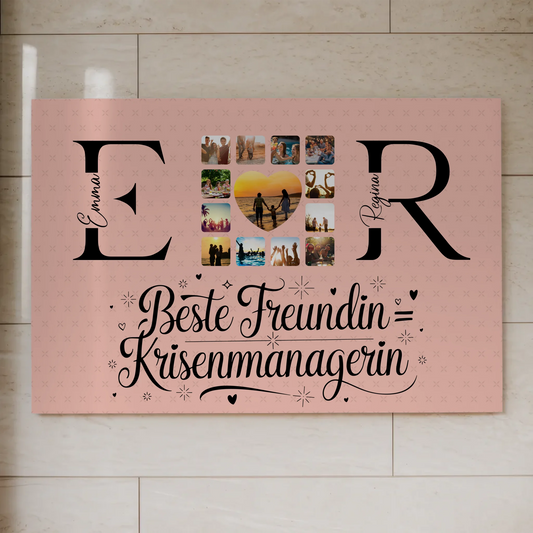 Personalisiertes Fotoboard Magnet Wandbild Paare mit Fotos Namen und Initialien Geschenk 1