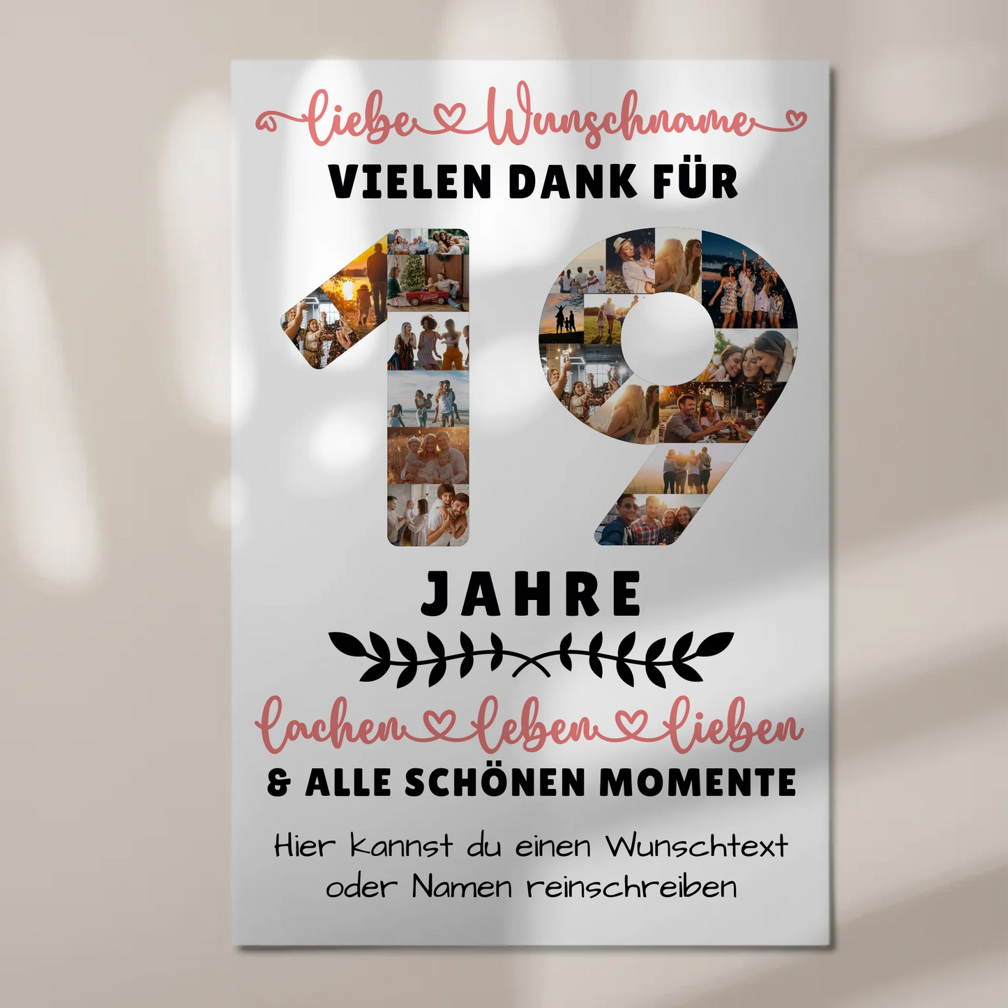 Personalisiertes Fotoboard Magnet Poster 19 Geburtstag Für Sohn Tochter Schwester Bruder Neffe & Nichte