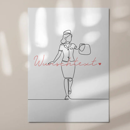Lineart Fotoboard Magnet Wandbild Flugbegleiter Geschenk Tochter & Schwester 7