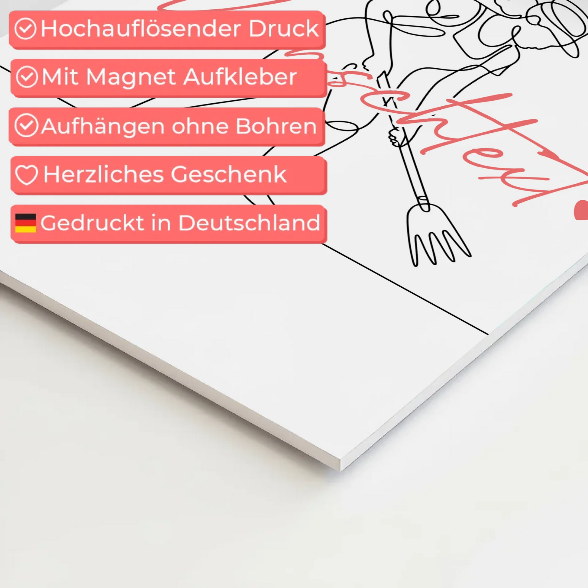 Lineart Fotoboard Magnet Wandbild Gartenarbeit Geschenk Tochter & Schwester 4