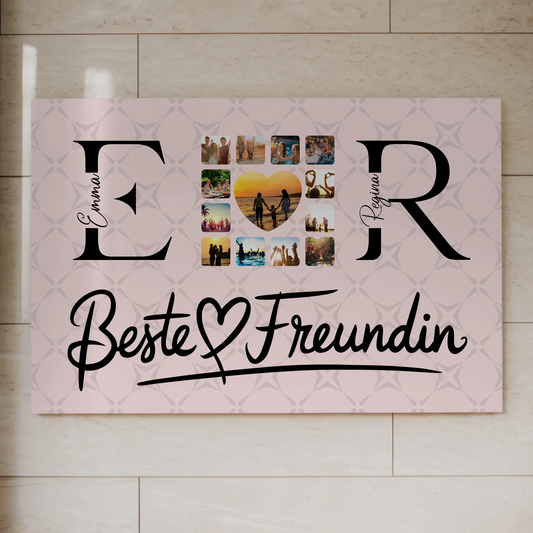Fotoboard Magnetisches Wandbild Liebe für Paare mit Fotos Namen und Initialien Geschenk 1