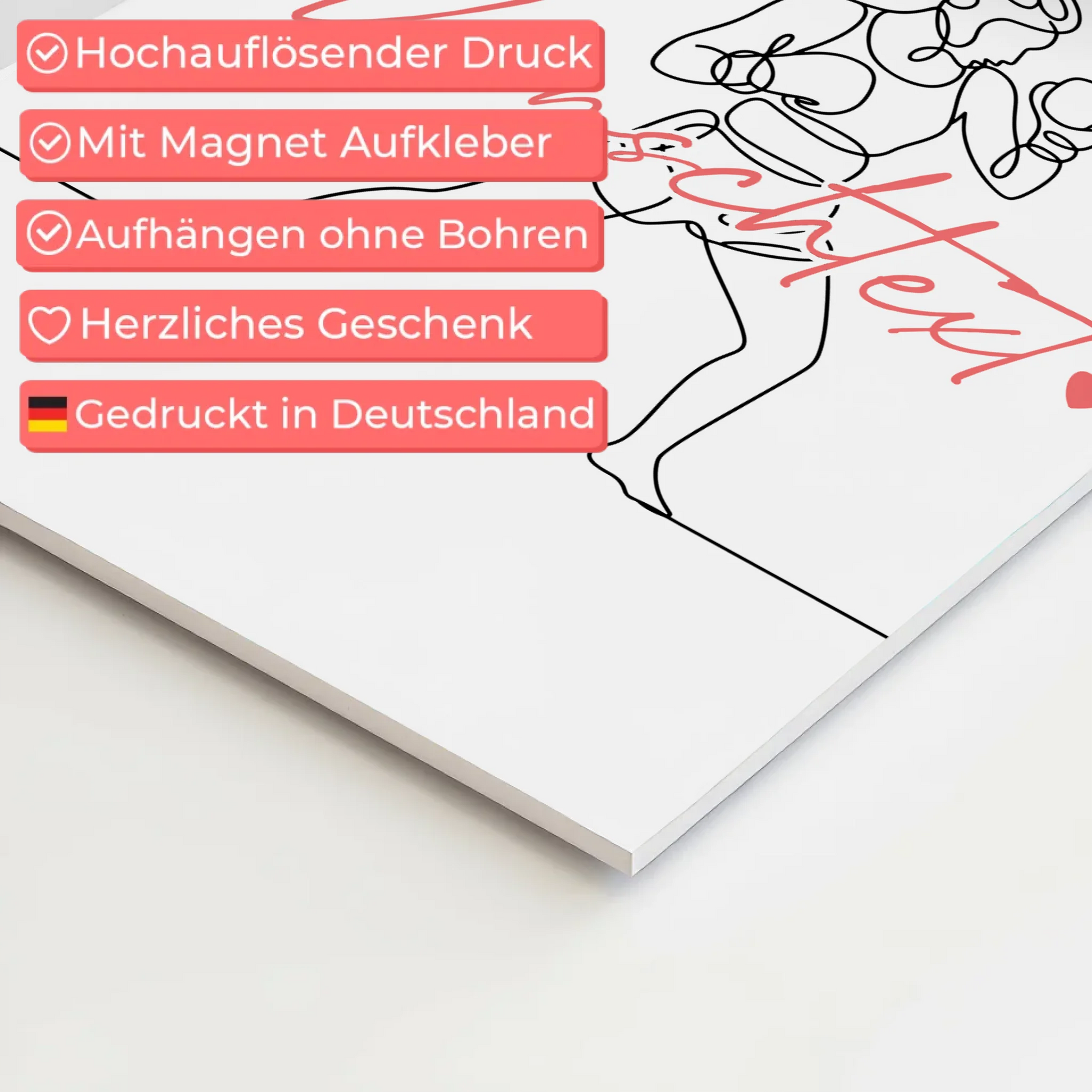 Lineart Fotoboard Magnet Wandbild Boxen Geschenk Tochter & Schwester 4