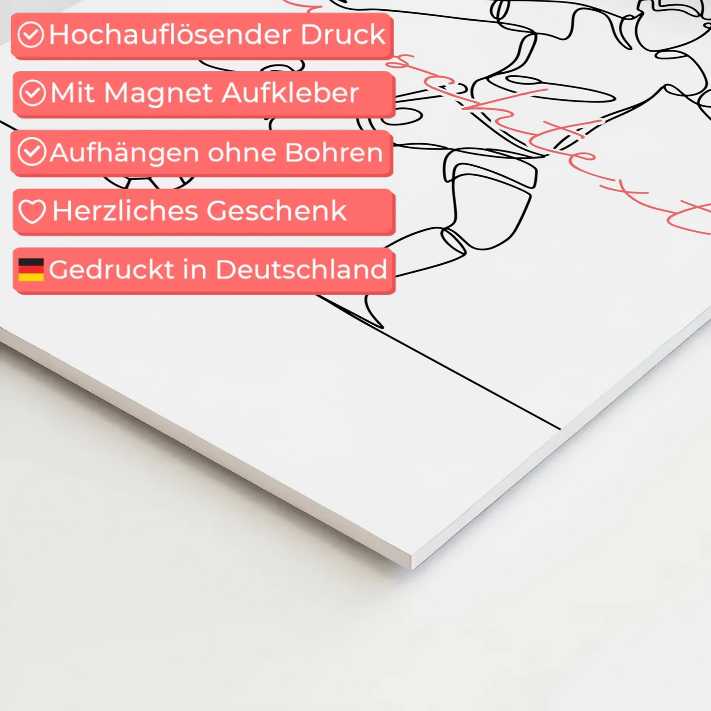 Lineart Fotoboard Magnetisch Personalisiert Fußball Geschenk Tochter & Schwester 4