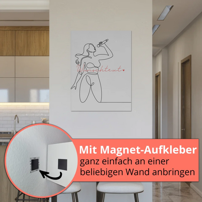 Personalisiertes Fotoboard Magnetisch Lineart Gesang Geschenk Tochter & Schwester