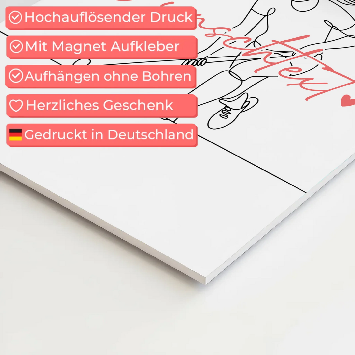 Lineart Fotoboard Magnet Wandbild Feldhockey Geschenk Tochter & Schwester 10