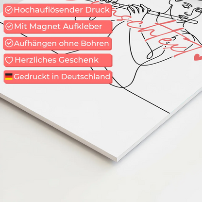 Lineart Fotoboard Magnetisch Personalisiert Flöte Geschenk Tochter & Schwester 10