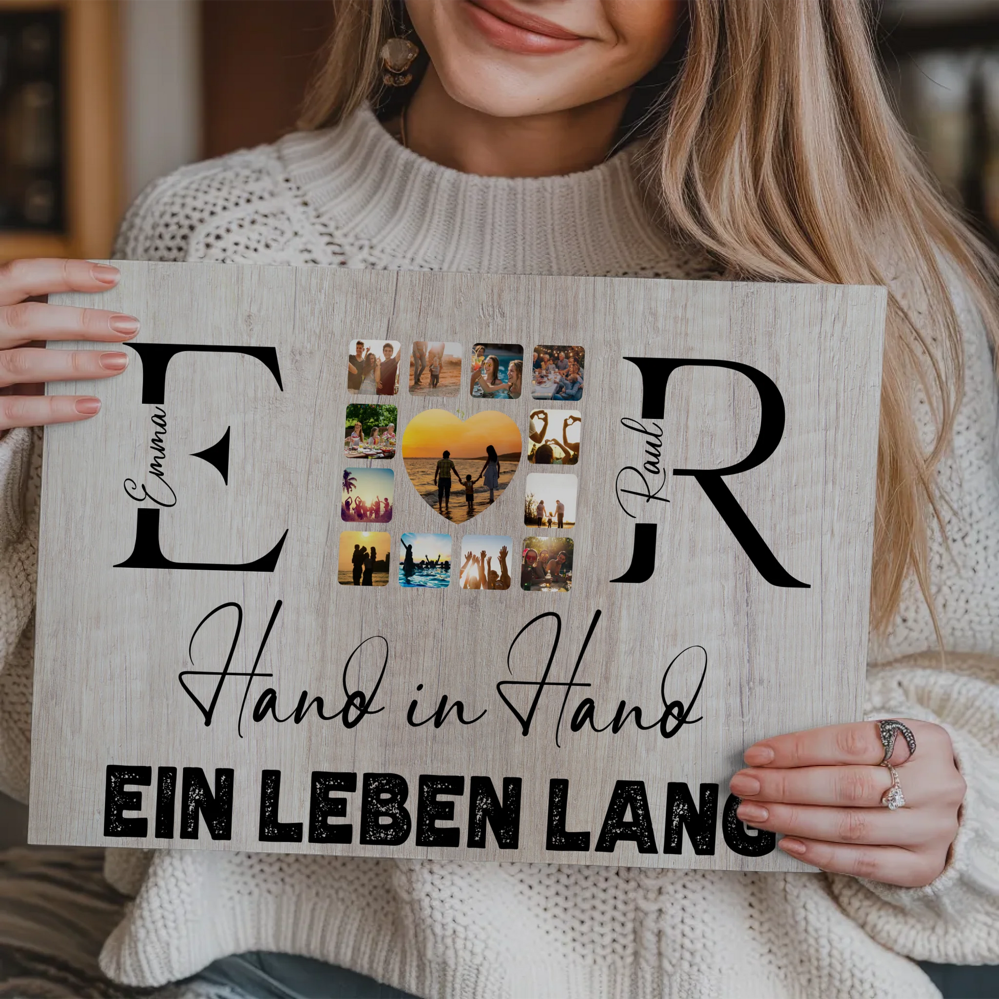 Magnet Fotoboard Geschenk Personalisiert Mit Initialien Namen und Fotos Hand In Hand Ein Leben Lang 3