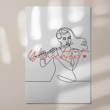 Lineart Fotoboard Magnetisch Personalisiert Flöte Geschenk Tochter & Schwester