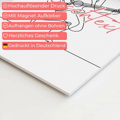 Lineart Fotoboard Magnetisch Personalisiert Gitarre Geschenk Tochter & Schwester