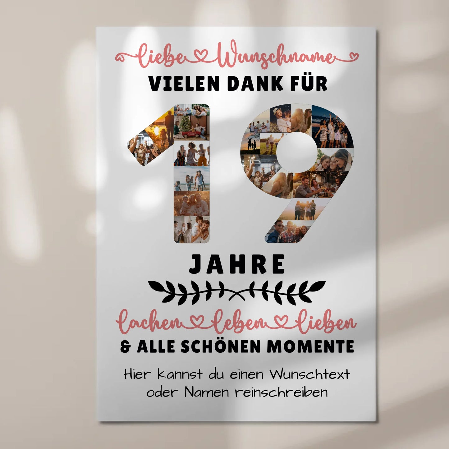 Personalisiertes Fotoboard Magnet Poster 19 Geburtstag Für Sohn Tochter Schwester Bruder Neffe & Nichte