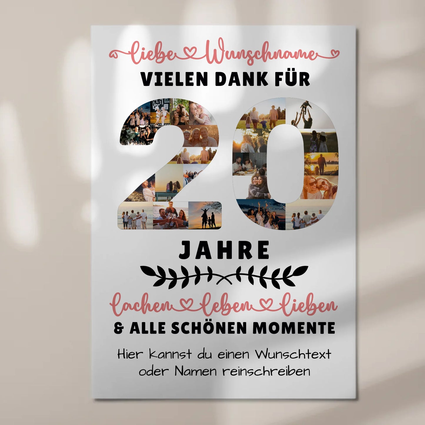 Personalisiertes Magnet Fotoboard 20 Geburtstag Für Sohn Tochter Schwester Bruder Nichte & Neffe