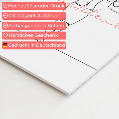 Lineart Fotoboard Magnet Wandbild Flugbegleiter Geschenk Tochter & Schwester