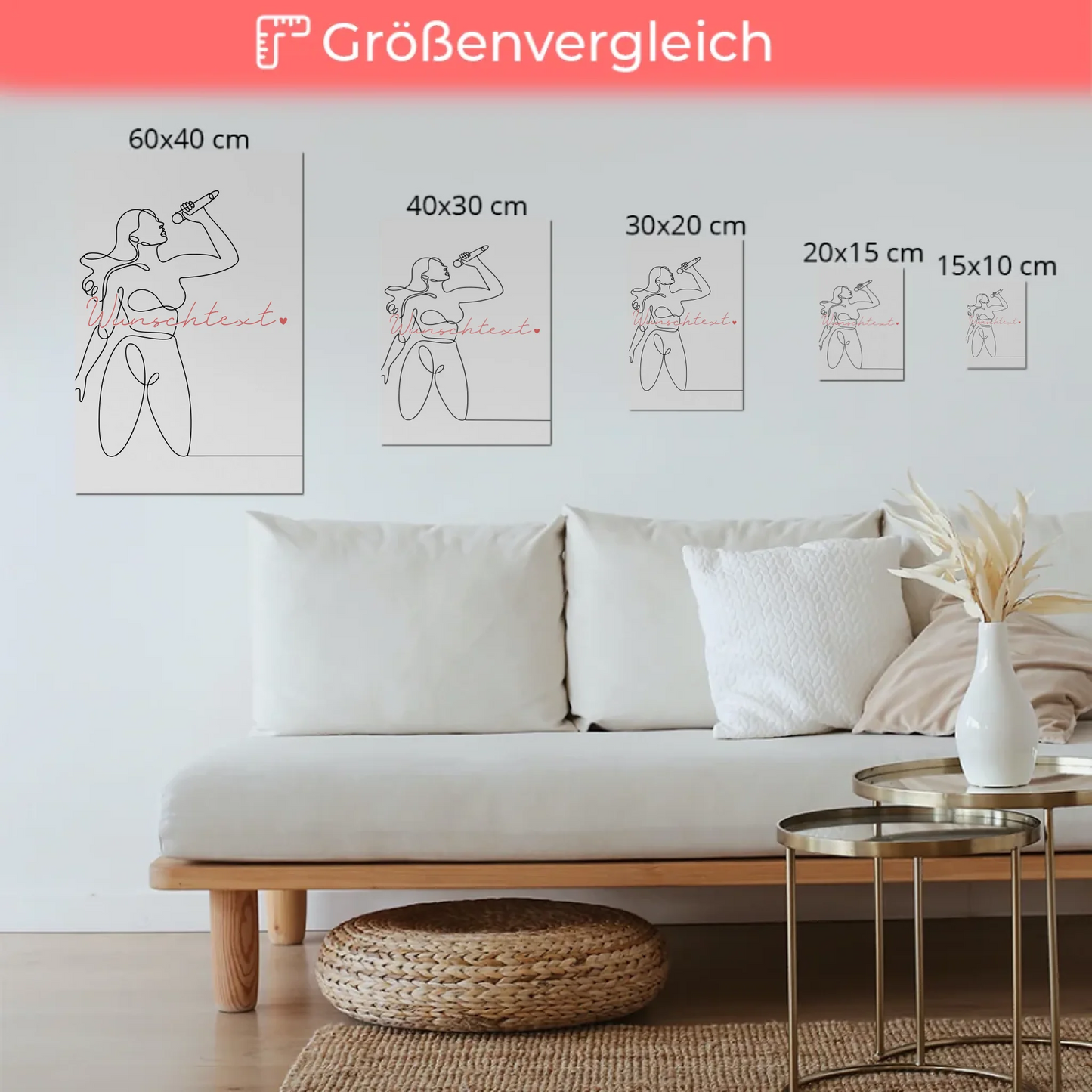 Personalisiertes Fotoboard Magnetisch Lineart Gesang Geschenk Tochter & Schwester