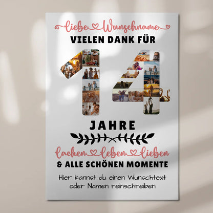 Personalisiertes Magnet Fotoboard 14 Geburtstag Für Sohn Tochter Schwester Bruder Nichte & Neffe
