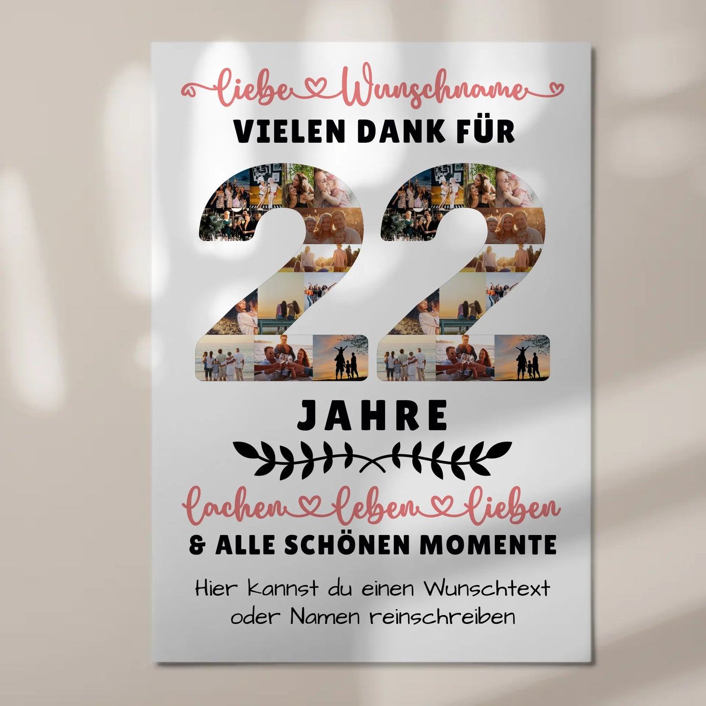 Personalisiertes Fotoboard Magnet Wandbild 22 Geburtstag Für Tochter Sohn Schwester Bruder Nichte & Neffe