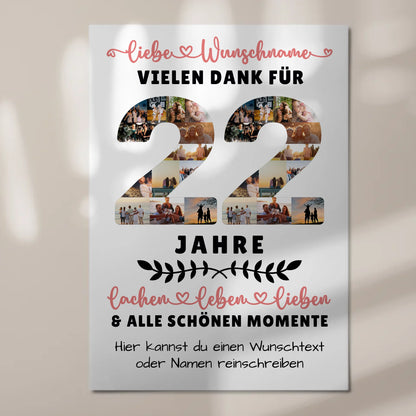 Personalisiertes Fotoboard Magnet Wandbild 22 Geburtstag Für Tochter Sohn Schwester Bruder Nichte & Neffe