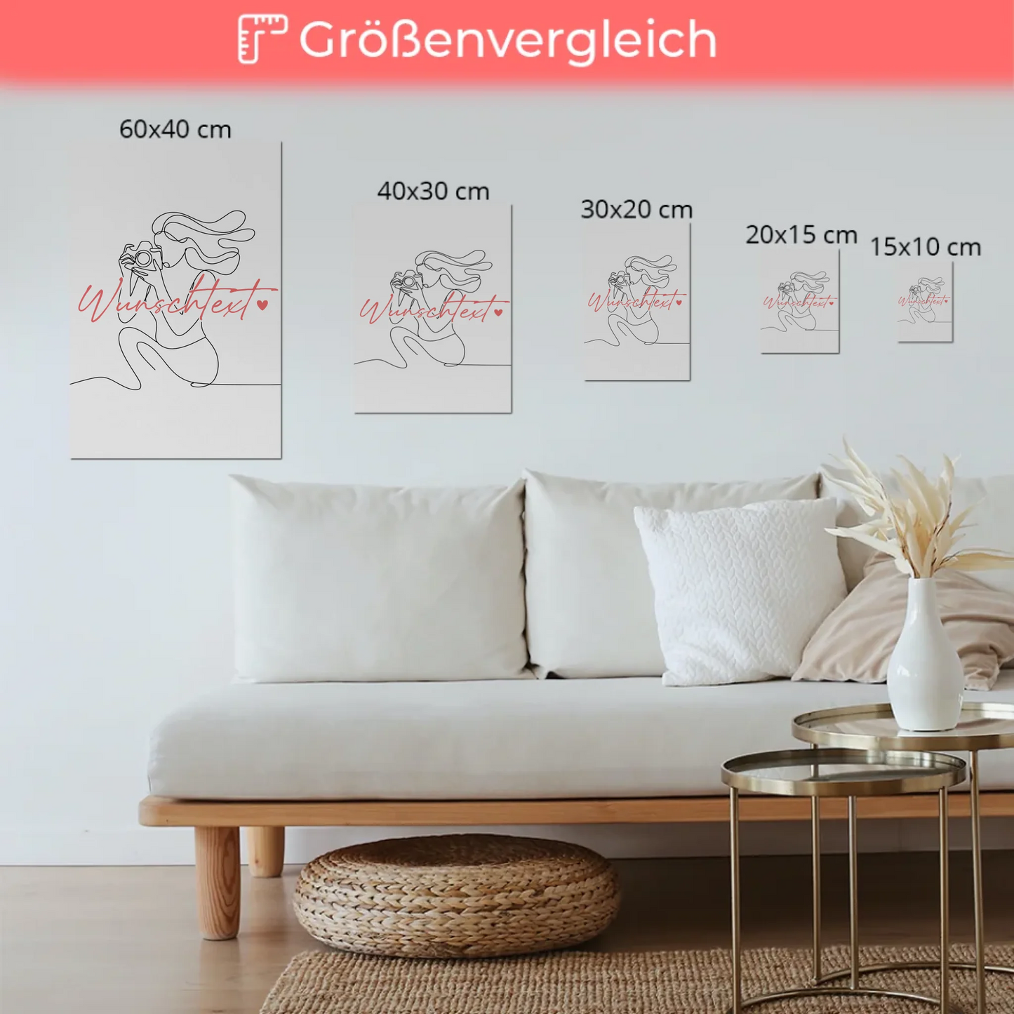 Personalisiertes Fotoboard Magnetisch Lineart Fotograf Geschenk Tochter & Schwester
