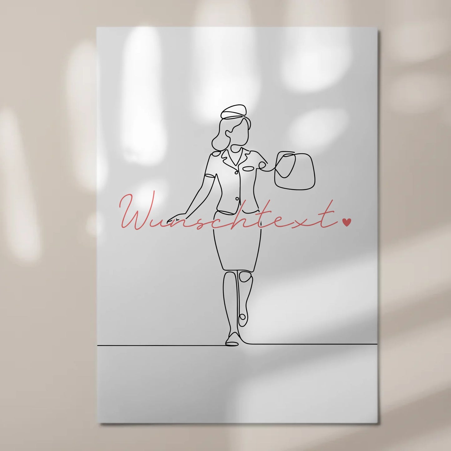 Lineart Fotoboard Magnet Wandbild Flugbegleiter Geschenk Tochter & Schwester